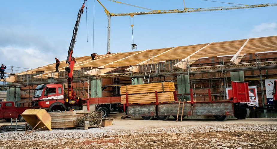 Bau des Feuerwehrmagazins in Meßstetten